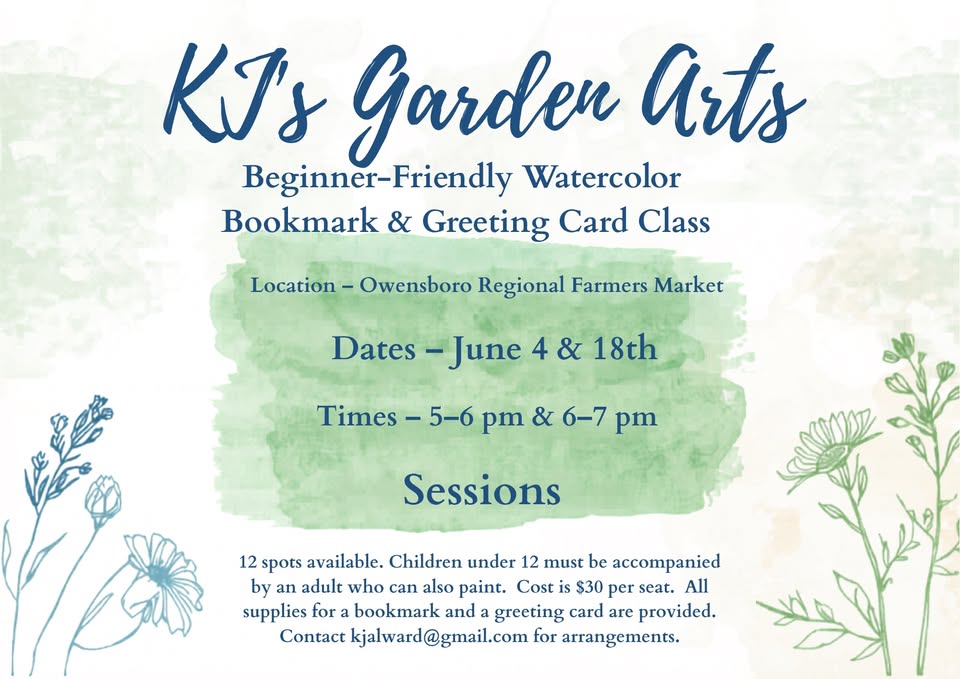 Beginner watercolor painting sessions at the Owensboro Regional Farmer's Market